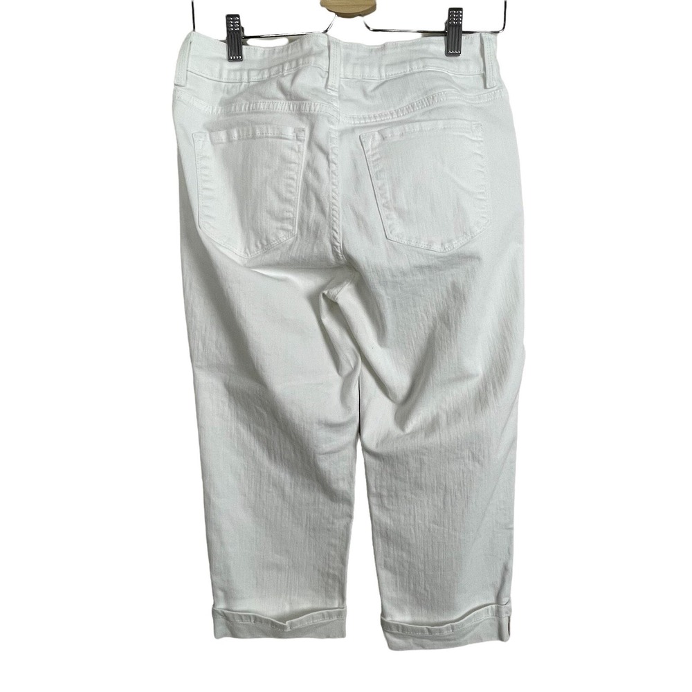 NYDJ Size 6 White Crop Pants Cuffed‎ Stretch Jeans Not Your Daughter's Jeans - Picture 3 of 5